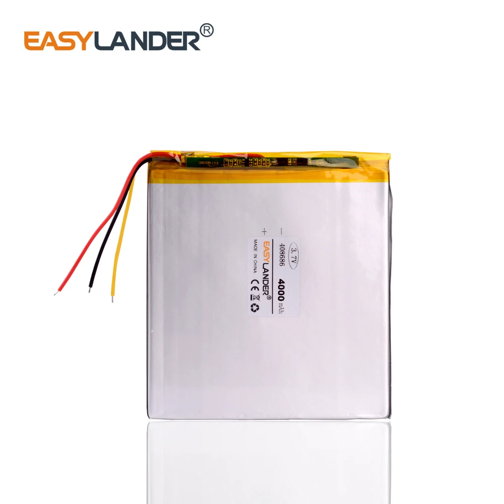 3 провода 3,7 V 4000mAH 408686 полимерный литий-ионныйлитий-ионный ...