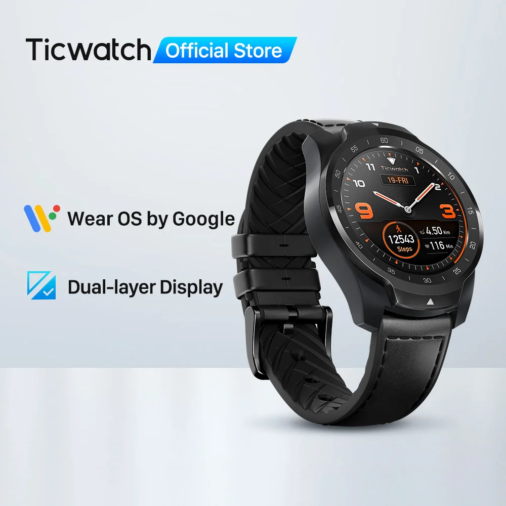Смарт-часы TicWatch Pro 512M (Восстановленный) 2020 с ОС iOS Android Google Payment GPS водонепроницаемые