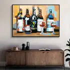 Arthyx расписанные вручную Винные бокалы и бутылки картина маслом на холсте Современная Абстрактная Настенная картина ручной работы для комнаты домашний декор
