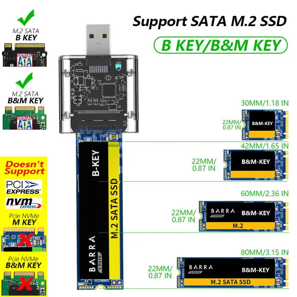 Чехол для M2 SSD M.2 на USB 3 0 Gen 1 5 Гбит/с высокоскоростной корпус SATA NGFF 2242 2260 2280 адаптер