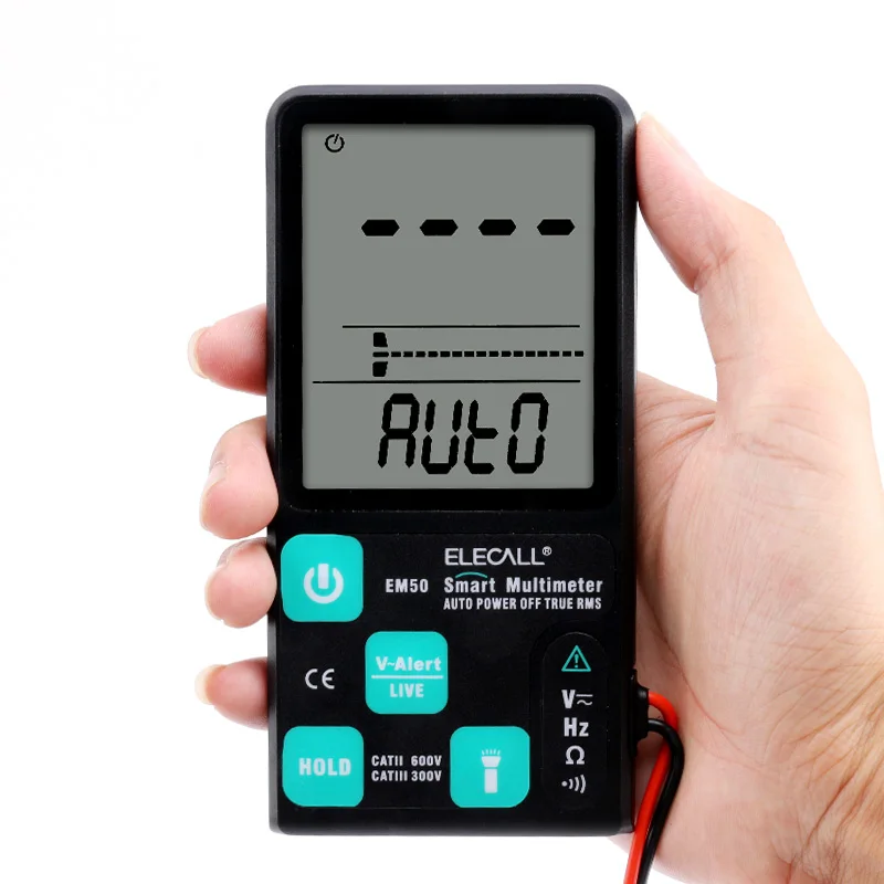 Ультратонкий цифровой мультиметр ELECALL EM50 с большим экраном дисплея 3," истинное среднеквадратичное значение вольтметр напряжение NCV сопротивление 3 линии