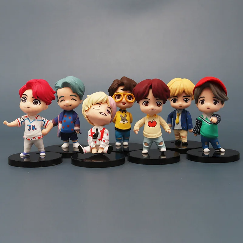 7 шт./компл. KPOP мультфильм Bangtan Boys группы модели игрушки JUNGKOOK Цзиминь брелок SUGA