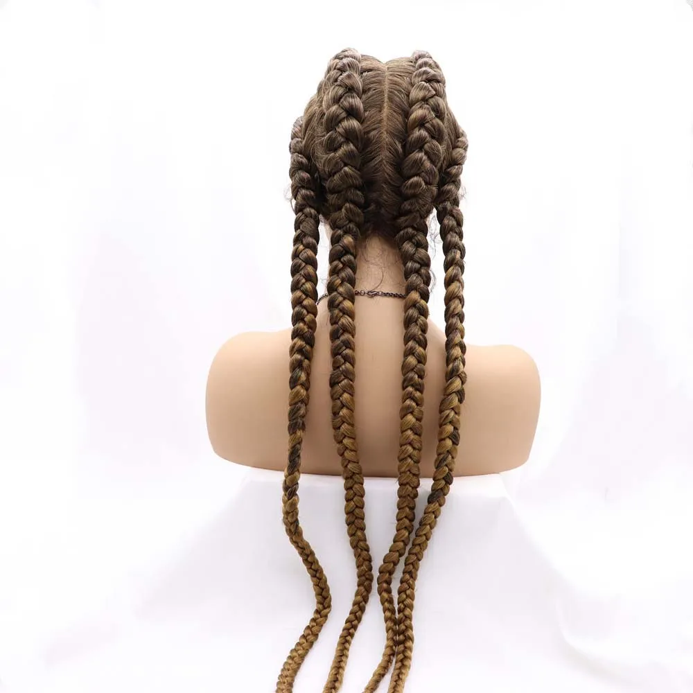 

Sylvia Long30Inch Blonde Braided Wigs Synthetic Lace Front braid Wig 360 Lace Wig For Women Full Hand-made Wig With Baby Hair