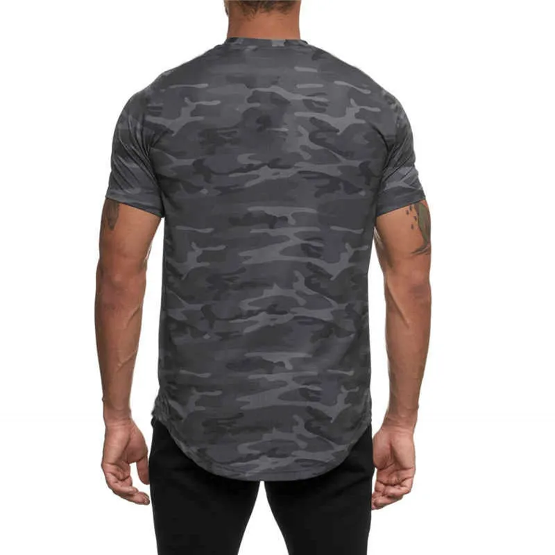 

New Summer Men T-shirts mesh Camouflage Running T-shirts Gyms Tight Fitness t-shirts Mens Short Sleeve shirts Men O-Neck Tees