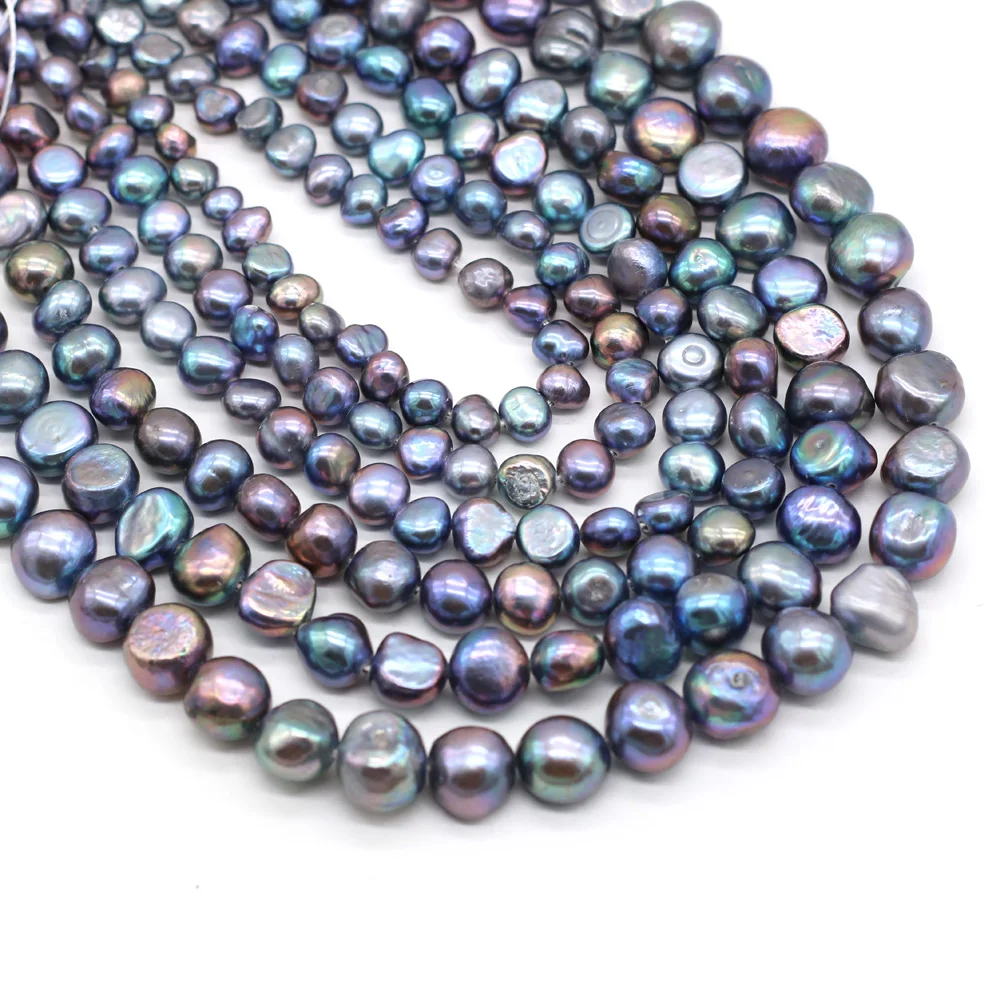 

New Natural Freshwater Black Pearl Beads Punch Glossy Loose Pearl Beads for Jewelry Necklace Accessories Making Size 5-10mm
