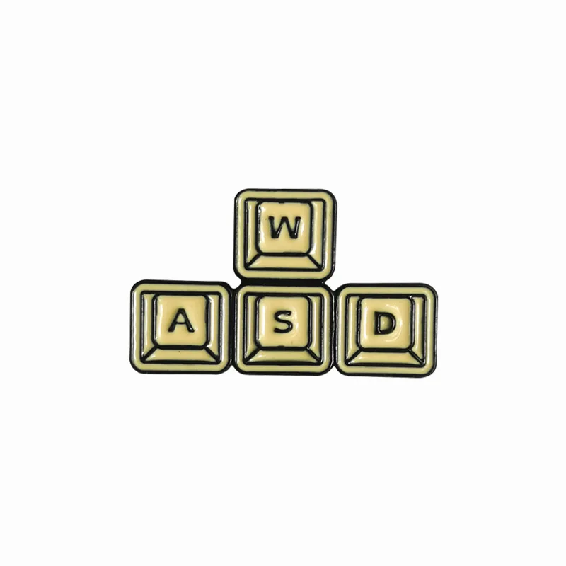 Металлическая эмалированная брошь WASD для компьютерной клавиатуры модный значок