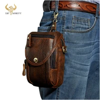 real leather men design casual multifunction small messenger crossbody bag fashion waist belt bag hook pack 5 phone pouch 269 b