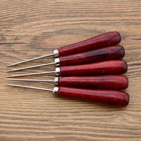 sewing awl red gourd shape stitcher diy wooden handle leather craft shoe repair puncher positioning drill sewing needle tools e
