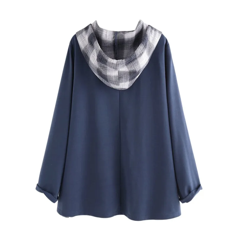 Новые клетчатые Лоскутные толстовки женские осенние зимние с капюшоном