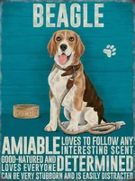 vintage metal sign plaque beagle dog puppy breed pet shop home garden wall decor