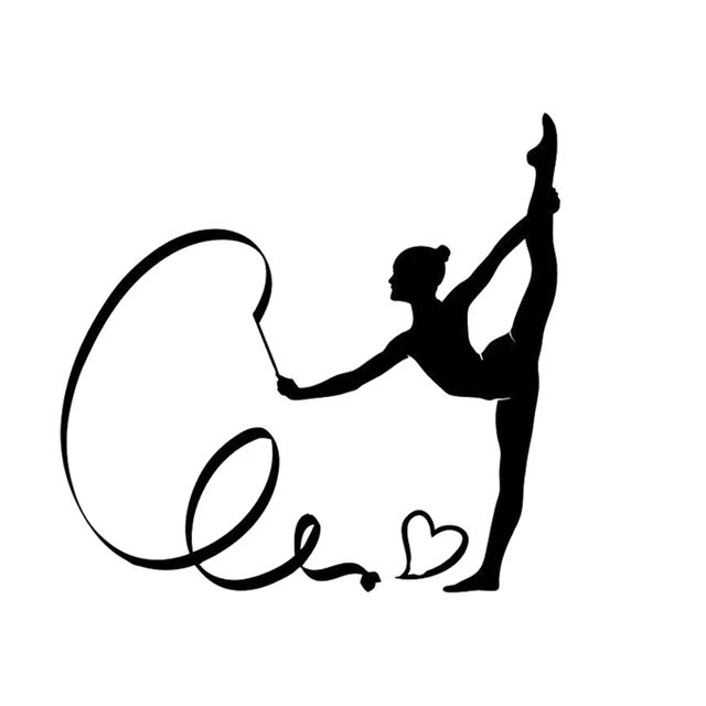 

14.2CM*13.6CM Interesting Gymnast Silhouette Car Sticker Vinyl Black/Silver