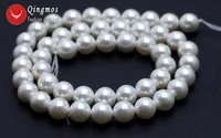 qingmos round 8mm white sea shell pearl beads for jewelry making diy necklace bracelet earring loose strands 15 hand made