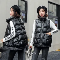 women winter vests stand 2021 new short bright color vest cotton padded jacket sleeveless female winter waistcoat vest