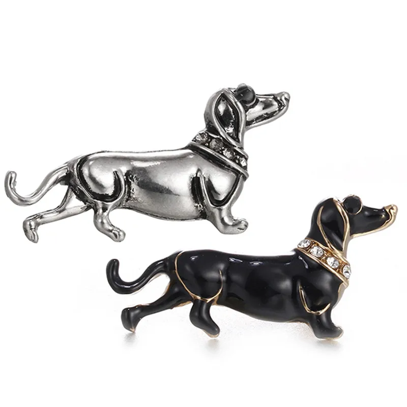 Горячие яркие черные большие броши в форме собаки для шарфа свитера плеча
