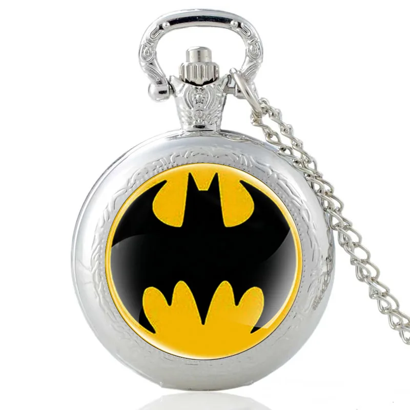 

Classic Bat Design Quartz Glass Dome Pocket Watch Clock Long Chain Necklace Pendant Jewelry Nmber Dial Pendant Fob Watch Gigt