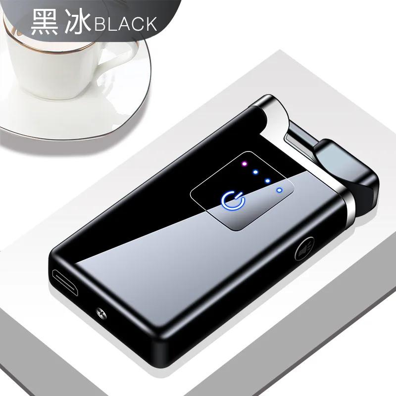 

Illuminated Double Arc Charging Lighter Windproof Touch Electronic USB Cigarette Lighter Briquets Et Accessoires Fumeurs Mechero