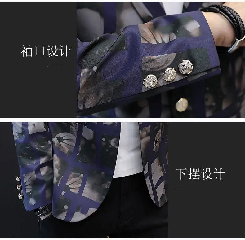 

Men's Blazers and Suit Jackets Grid Floral Slim fit Tuxedos Mens Blazer Jacket Fashion New