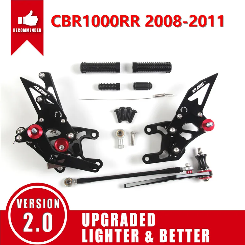 Black 2008-2011 Араши для HONDA CBR1000RR 2004- с ЧПУ Регулируемая подножка Rearsets подножка CBR1000 CBR 1000 RR 2012 2013 - Цвет: Black 2008-2011