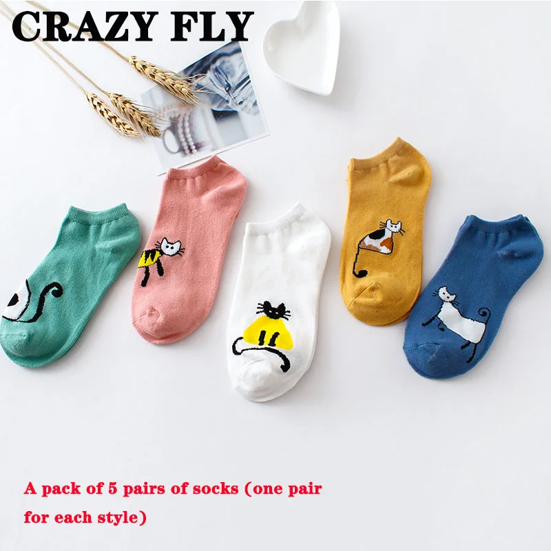 Магазин Crazy Fly забавные носки с милым рисунком кота хлопковые для отдыха в стиле