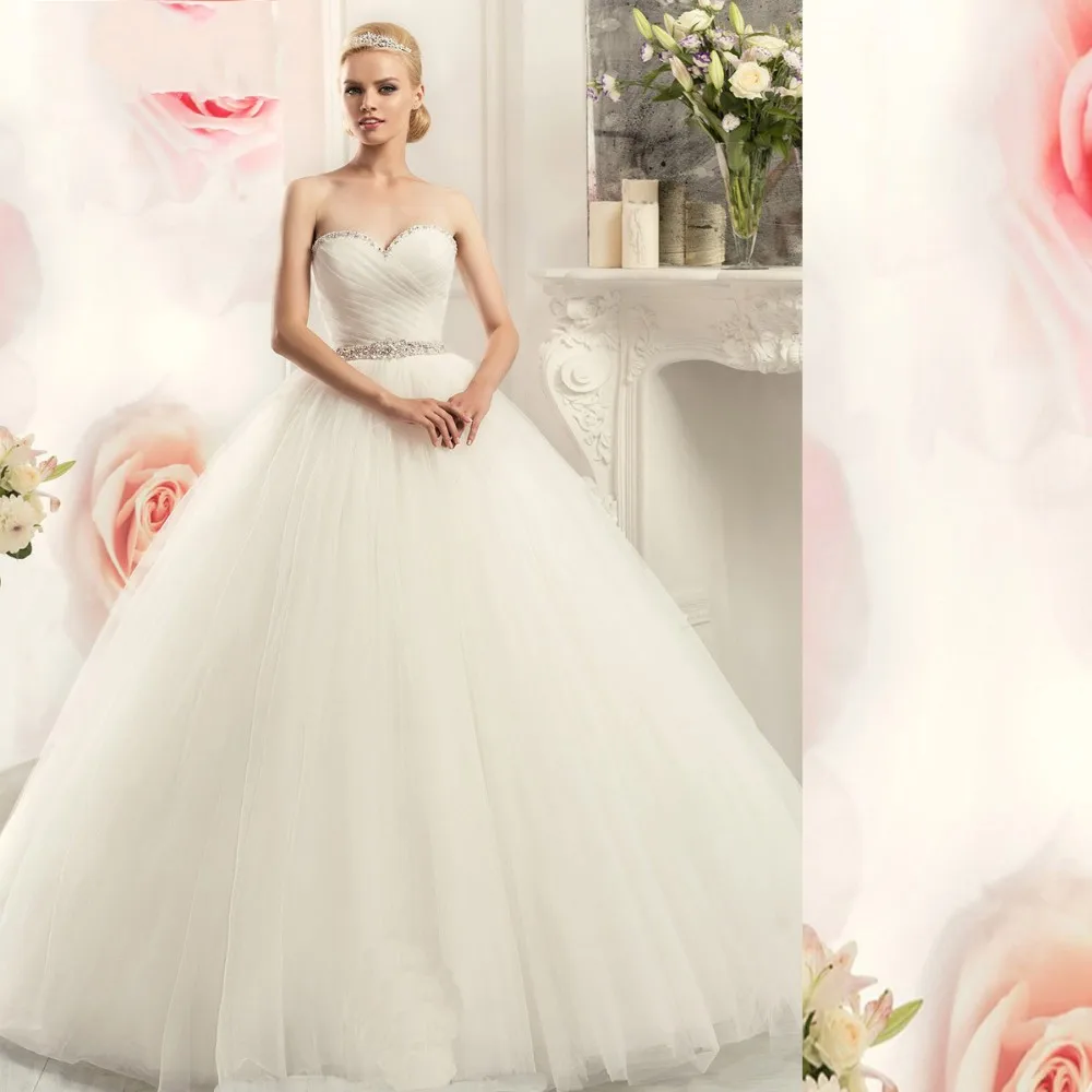 Принцесса Свадебные платья с корсетом розовым поясом Белый/слоновой кости Тюль