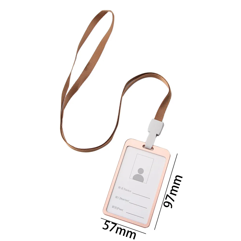 

Unisex Aluminum Pocket Credit ID Card Badge Tag Holder Pass Case w/ Neck Strap Lanyard Business Work Badge Office Supplies