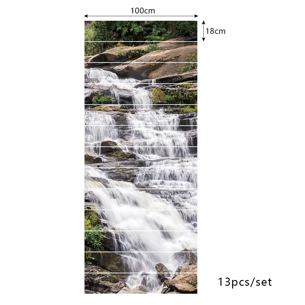 

Mountains And Rivers Staircase Sticker For To The Second Floor Decorative House Stairs Art Wallpaper Peel & Stick Wall Decals