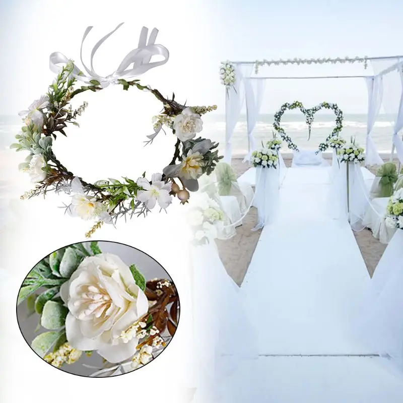 Свадебная гирлянда из ротанга ручной работы искусственный цветок с зелеными