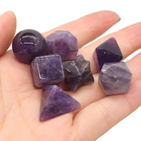 7pcs natural stone crystal amethysts pendant no hole for jewelry making necklace earring for women gift size 14 20mm