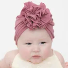Шапка-тюрбан для новорожденных, мягкая однотонная хлопковая детская шапка, аксессуар для малышей