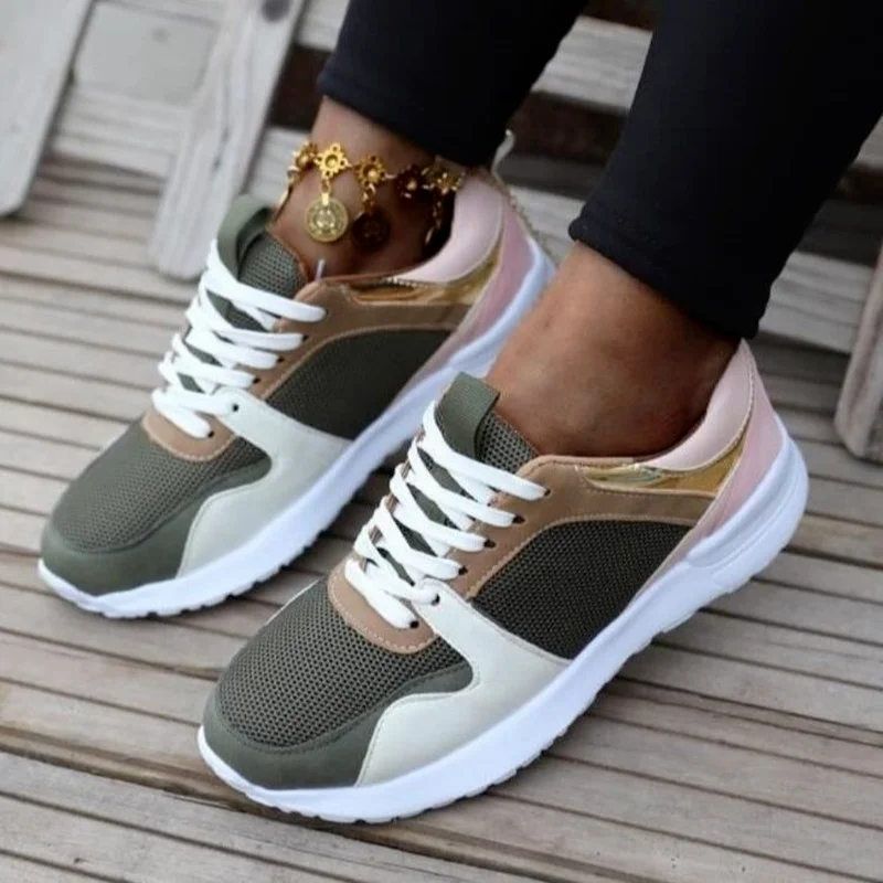 

Кроссовки женские на шнуровке, дышащие, Вулканизированная подошва, Спортивная прогулочная обувь, повседневные, лето 2021