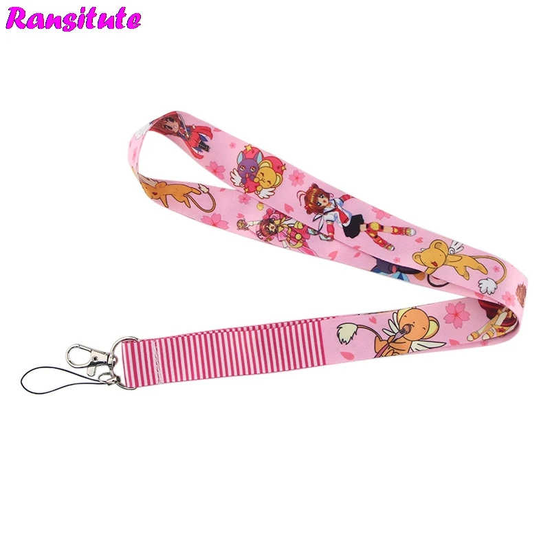 Ransitute держатель для карт Sakura lanyard key ID Card ремень для мобильного телефона USB держатель для бейджа DIY lanyard rope R585