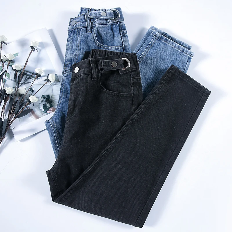 

Женские укороченные брюки, готические модные трендовые брюки-карго, уличная одежда, джинсовые брюки, черные джинсы с низкой талией