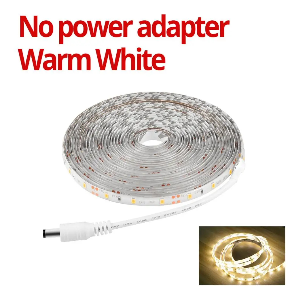 Warm White NO Power 1 м-5 м светодиодный светильник с датчиком движения кухонный свет 12 В светодиодный светильник под шкафом 110 В 220 В светодиодный лента для прикроватные тумбочки для гардероба - Цвет: Warm White NO Power