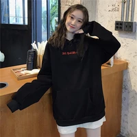 dropshipping hooded sweater women early spring and autumn loose korean letter printing devil hood sweatshirt plush warm hoodie