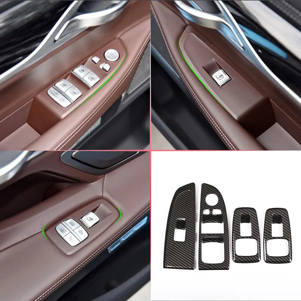 4 шт. углеродного волокна Стиль ABS оконный подъемный переключатель кнопка рамка