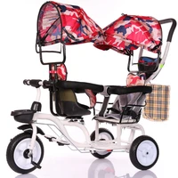 baby twin tricycle stroller 3 wheels double stroller for kids twins guardrail seat baby toddler bicycle car tricycle child pram