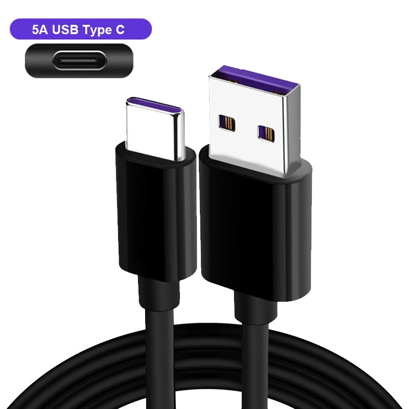 Black 5A USB C Supercharge type C кабель для huawei P30 Pro P20 Lite mate 20 P10 USB 3,1 type-C Quick Charge 4,0 кабель для быстрой зарядки - Цвет: Black
