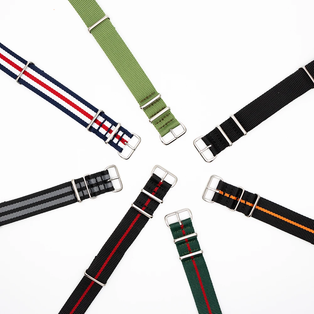 

10 PCS Watch Attachment Nylon Canvas Strap 18MM 20MM 22MM 24mm Stainless Steel Pin Buckle Sports Wristbands Soft And Breathable
