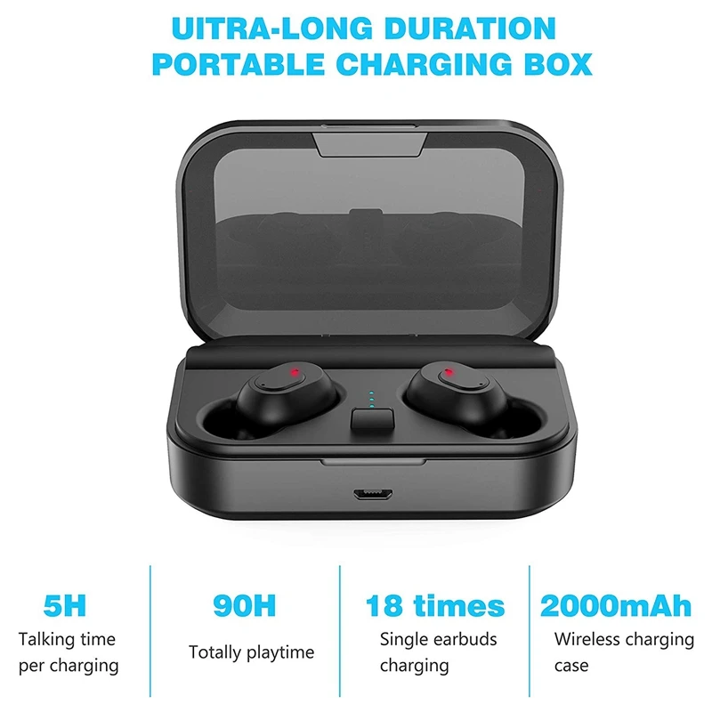 

Wireless Earbuds, Bluetooth 5.0 Headphones TWS Stereo Sweatproof Bluetooth Earbuds 90H Playtime In-Ear Headset Earphones