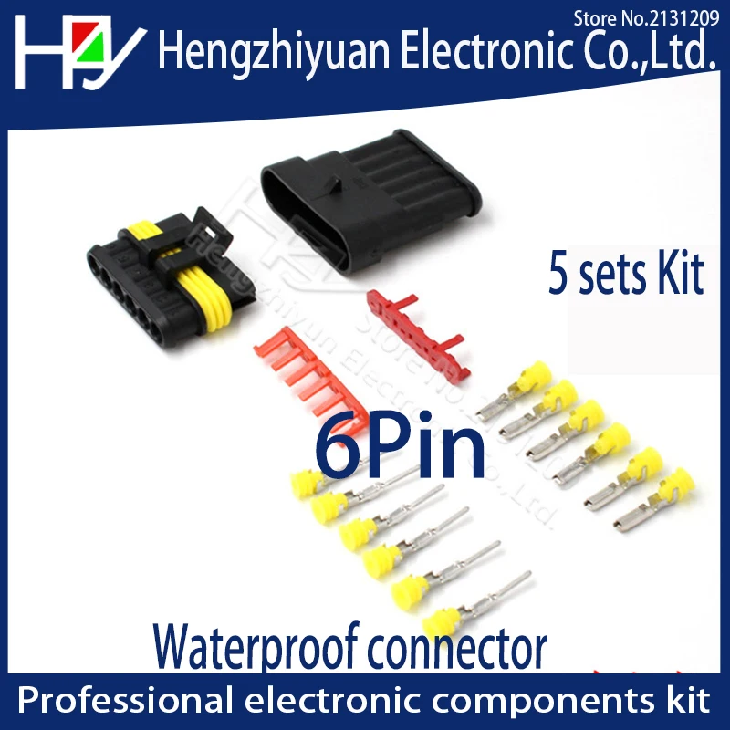 Hzy комплект 2 pin 1 3 4 5 6 18 15 AWG Way AMP супер уплотнение водонепроницаемый электрический