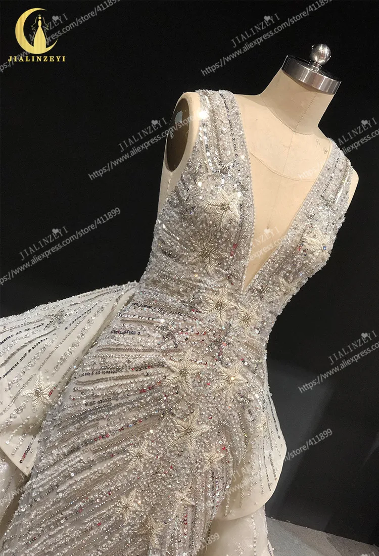 Rhine Real picture Zuhair Murad V Neck Sexy Luxurious Fashion Beads women evening dress long formal dresses