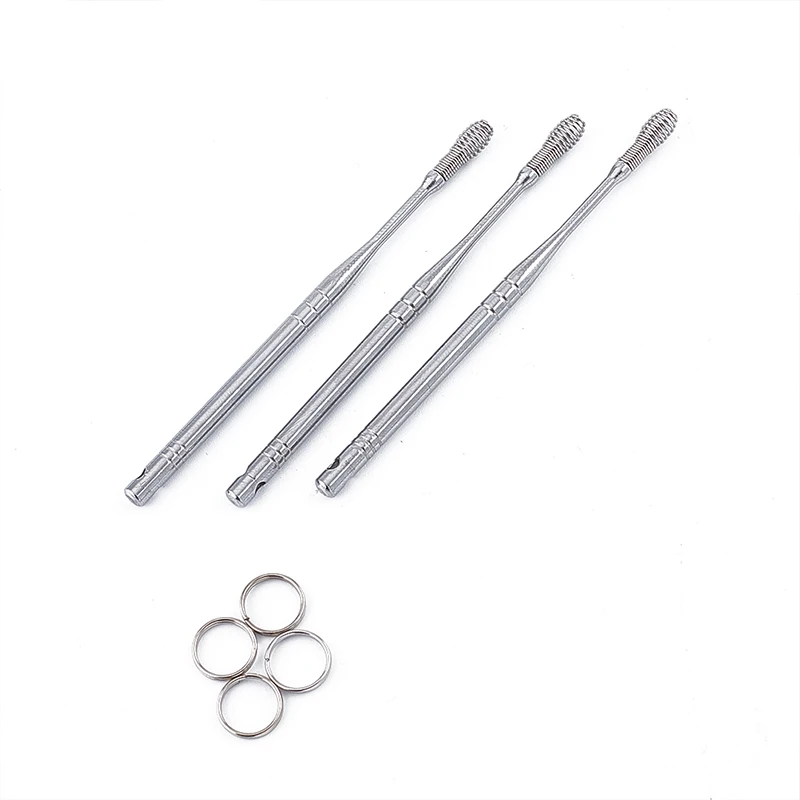 

3pcs/Set Stainless Steel Ear pick Earwax Clean Cleaning Tool with Key Chain End