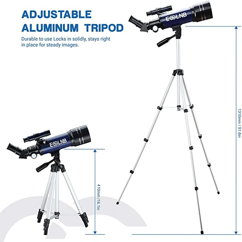 F36070 Astronomical Telescope with  Adjustable Tripod for Beginner Terrestrial Space Telescope Erecting Image Moon Watching