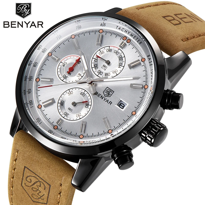 

Часы BENYAR Мужские кварцевые с хронографом, модные спортивные брендовые Роскошные