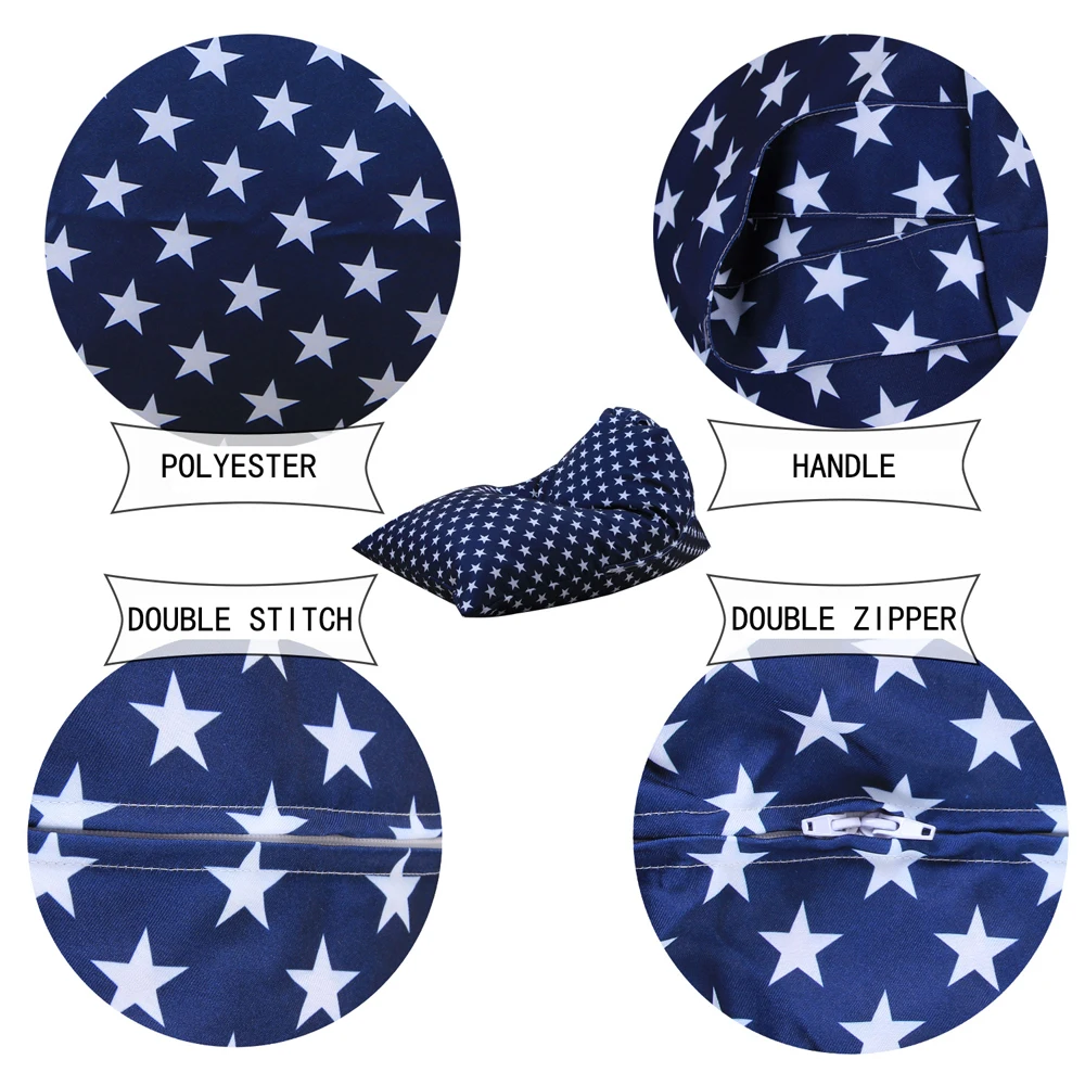 Striped bean chair plush toy storage bag home stool diamond with handle canvas clothes | Дом и сад