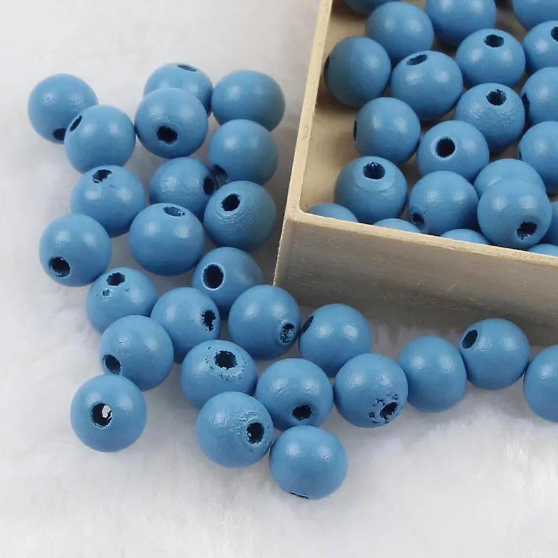 Бусины деревянные разноцветные с отверстиями 8/10/12 мм 200 шт. 50-для