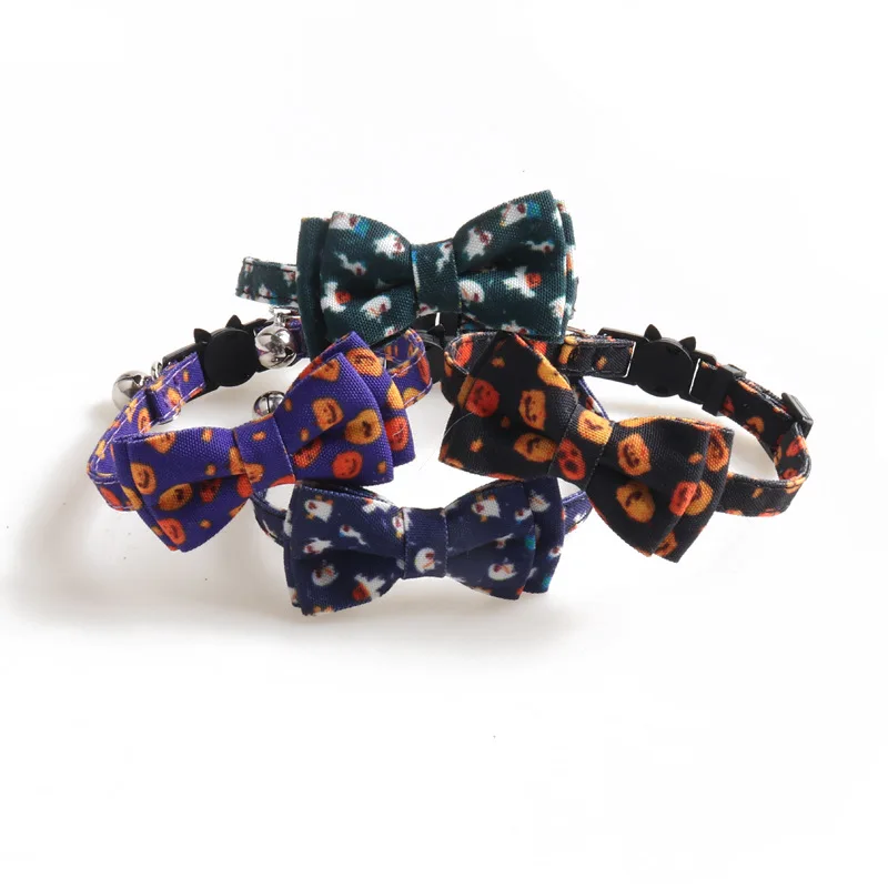 

Halloween Cat Collar with Bell Breakaway Adjustable BowTie Pumpkin Collars for Kitty and Puppies Adjustable Length Safety Collar