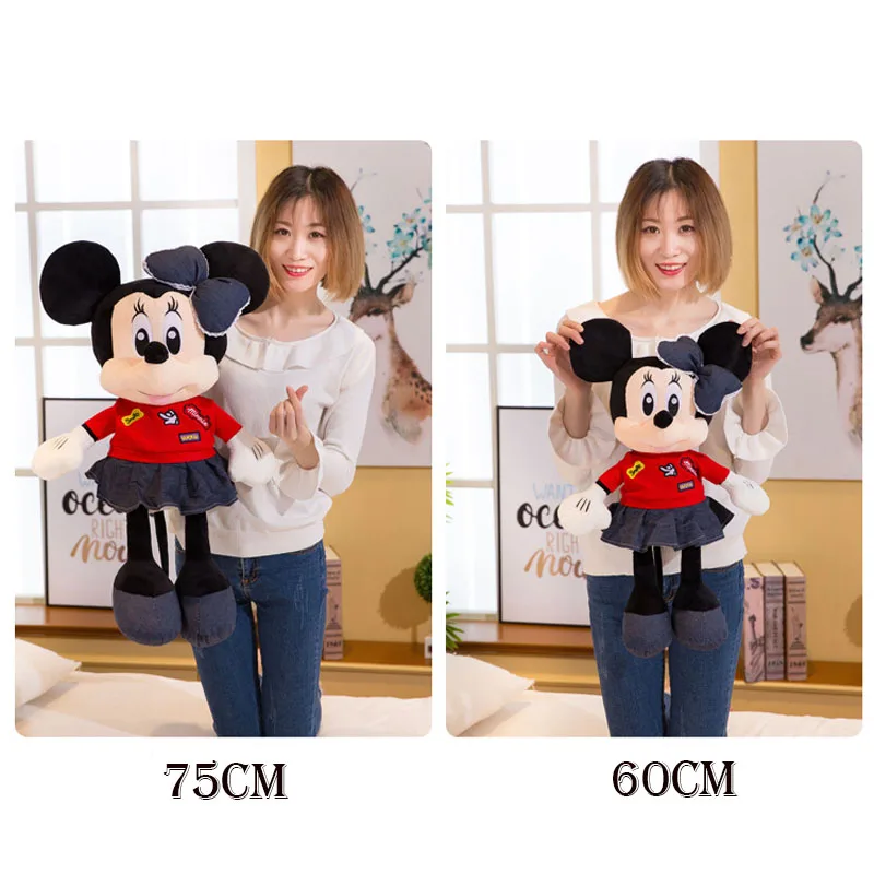 

55-75 CM Disney Mickey Mouse Minnie Dolls Cartoon Plushes Dolls Girls Christmas Birthday Gifts for Kids Cute Children Kawaii Toy