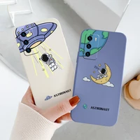 earth astronaut shockproof liquid silicone cover case for huawei p40 p30 p20 mate 40 30 20pro lite p smart 2021 y7a phone case