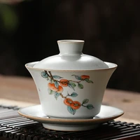 ru kiln open three pieces cover bowl single large tea cup tea maker japanese style tea bowl kung fu tea set retro hand pot
